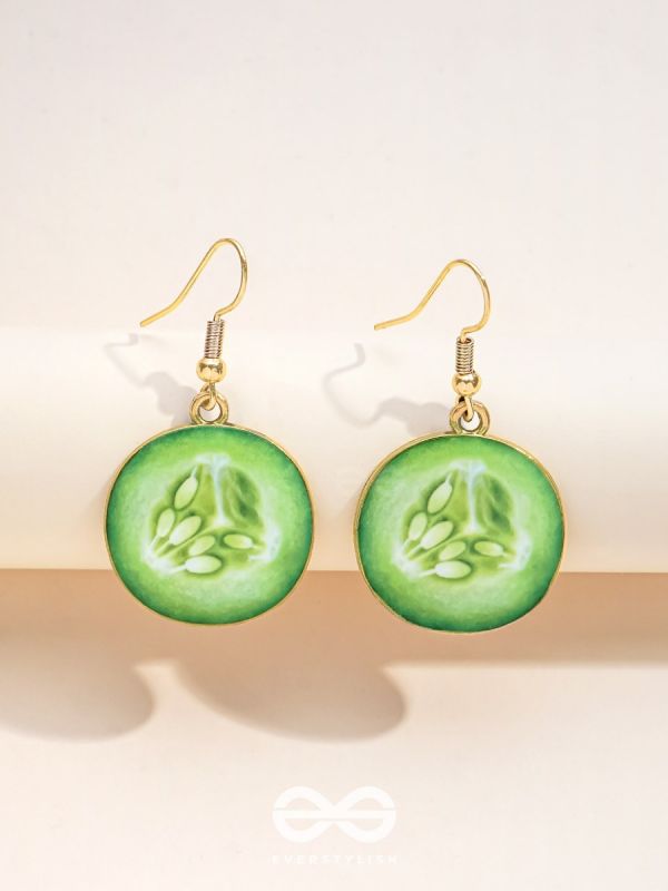 AS COOL AS CUCUMBER - GOLDEN EMBELISHED EARRINGS