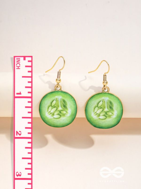 AS COOL AS CUCUMBER - GOLDEN EMBELISHED EARRINGS