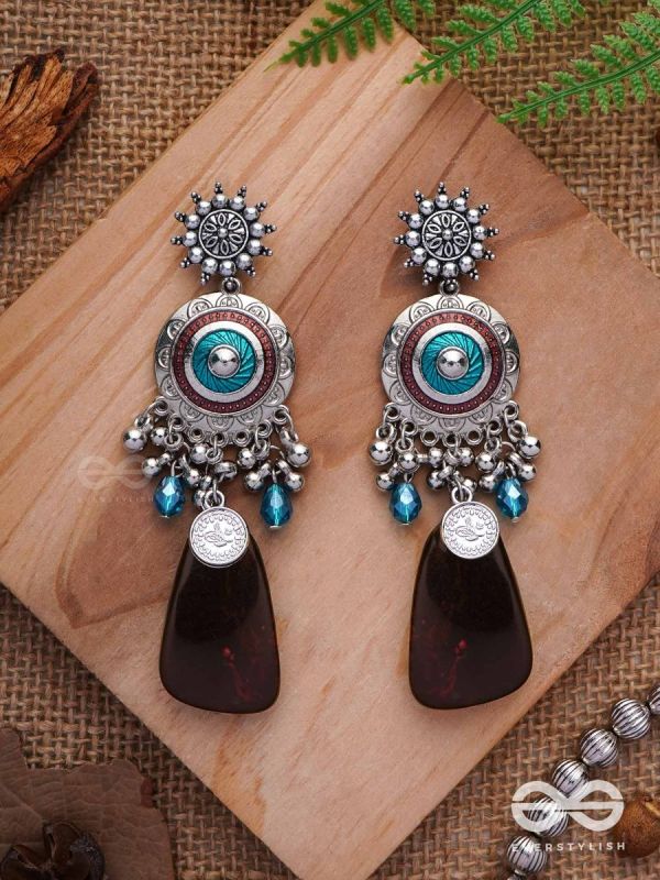 The Infinity Swirls - Enamelled Oxidised Earrings