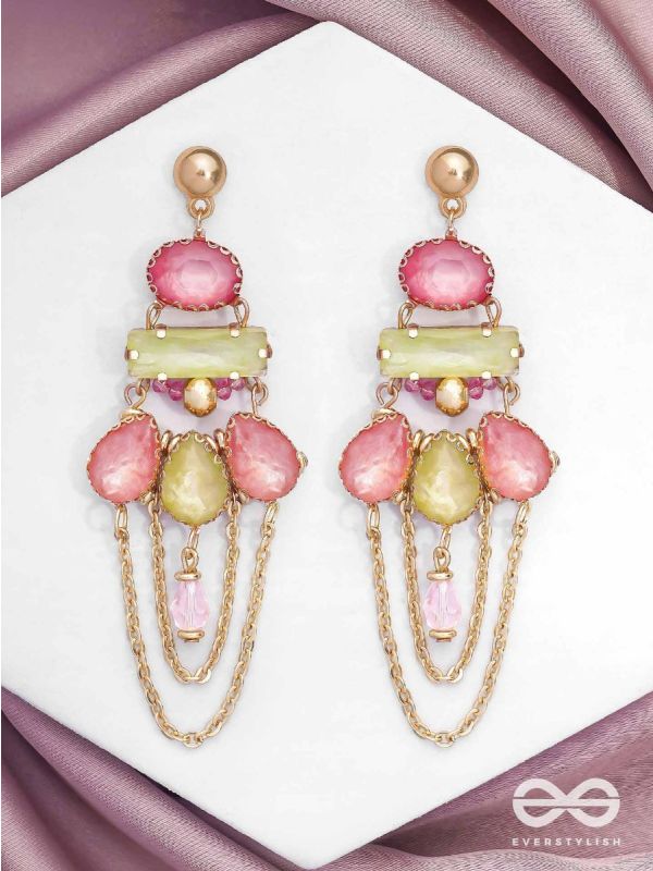 The Rosewood Radiance - Golden Embellished Earrings