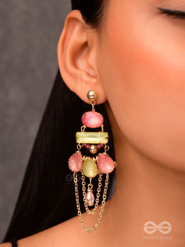 The Rosewood Radiance - Golden Embellished Earrings