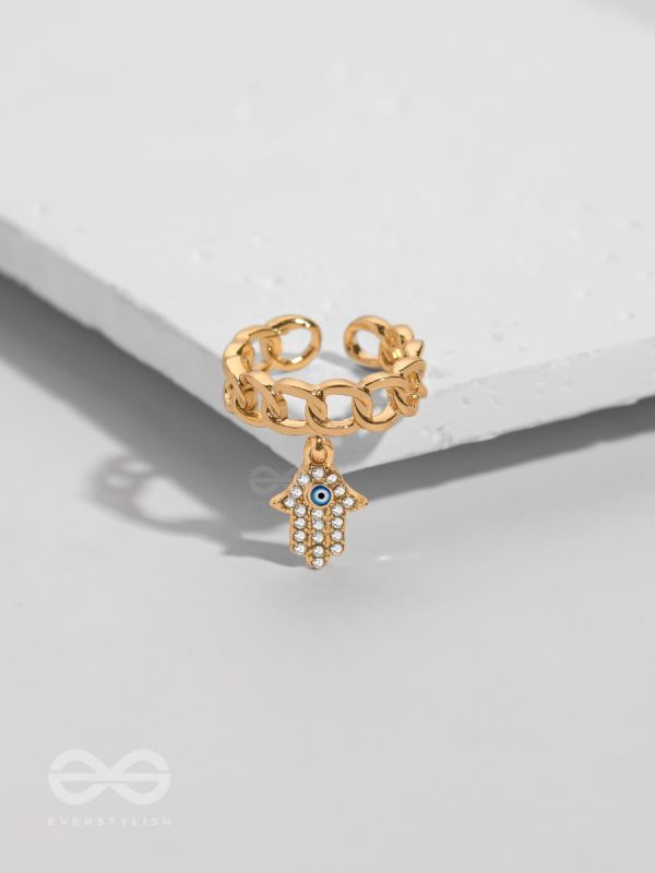 Gentle Spirits - Golden Embellished Charm Ring (Adjustable)