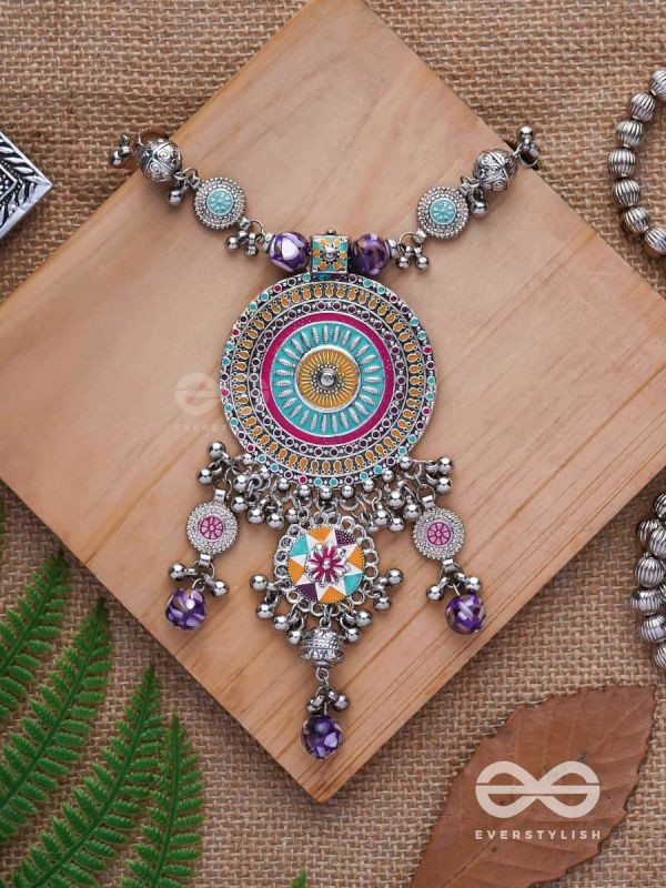 The Hypnotising Circles- Enamelled Oxidised Neckpiece