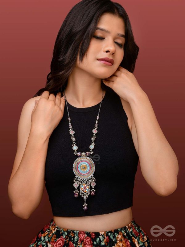 The Hypnotising Circles- Enamelled Oxidised Neckpiece