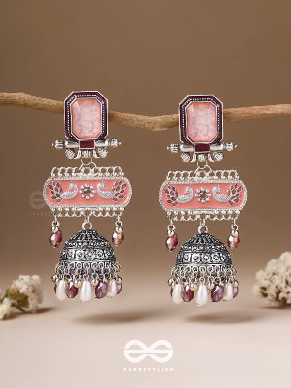 The Rosewood Nostalgia- Enamelled Oxidised Jhumka Earrings