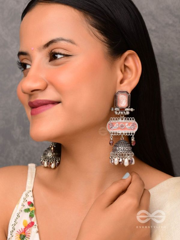 The Rosewood Nostalgia- Enamelled Oxidised Jhumka Earrings