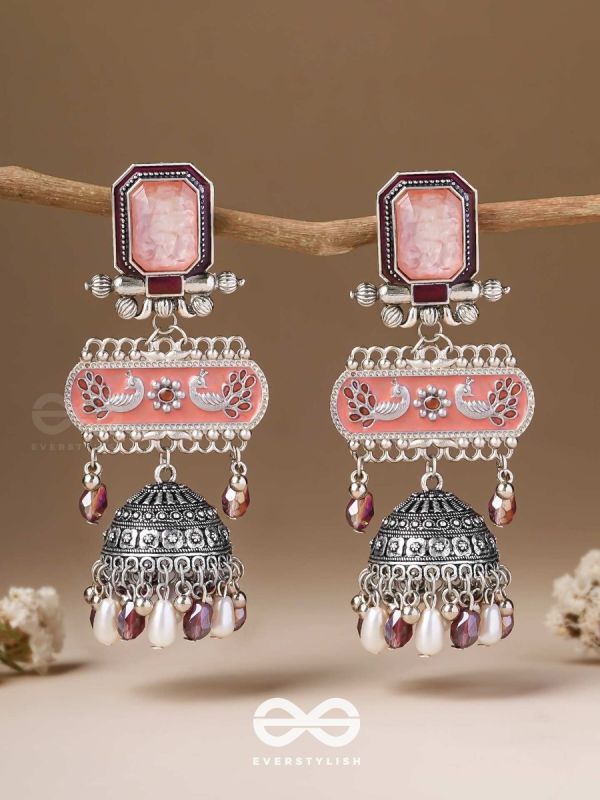 The Rosewood Nostalgia- Enamelled Oxidised Jhumka Earrings