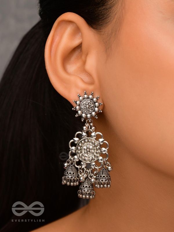 The Moon Flower- Oxidised Earrings