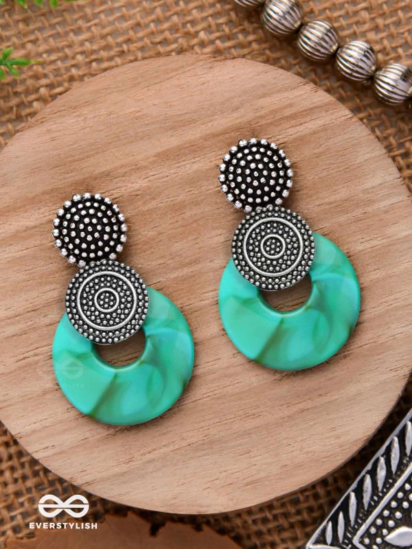The Teal Twirls- Oxidised Earrings
