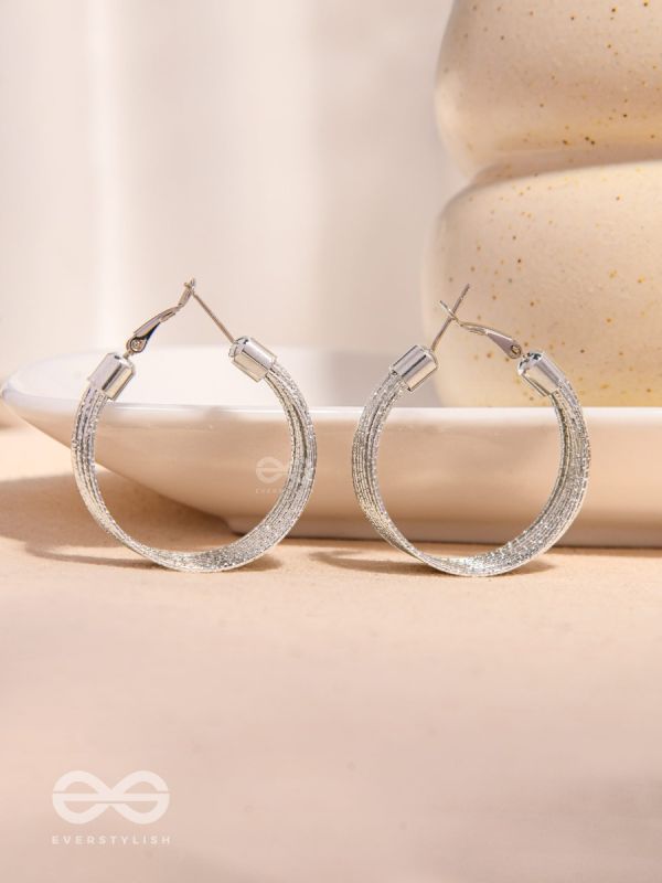 Spiral Strands - Statement Silver Hoop Earrings 
