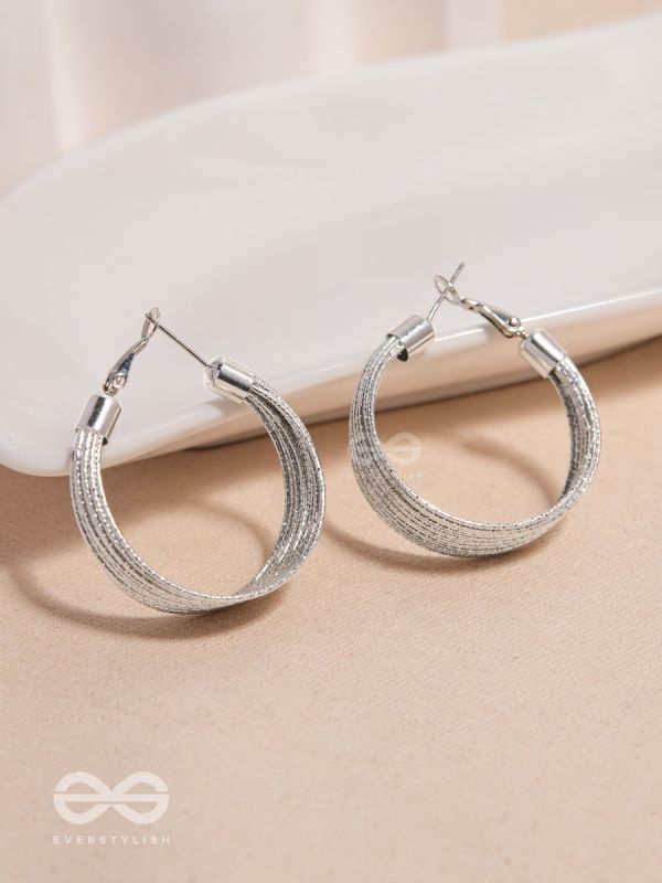 Spiral Strands - Statement Silver Hoop Earrings 