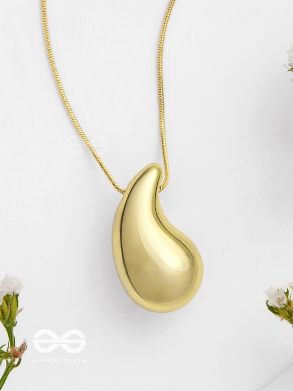 Radiant Raindrop - Statement Golden Pendant With Anti-Tarnish Coating