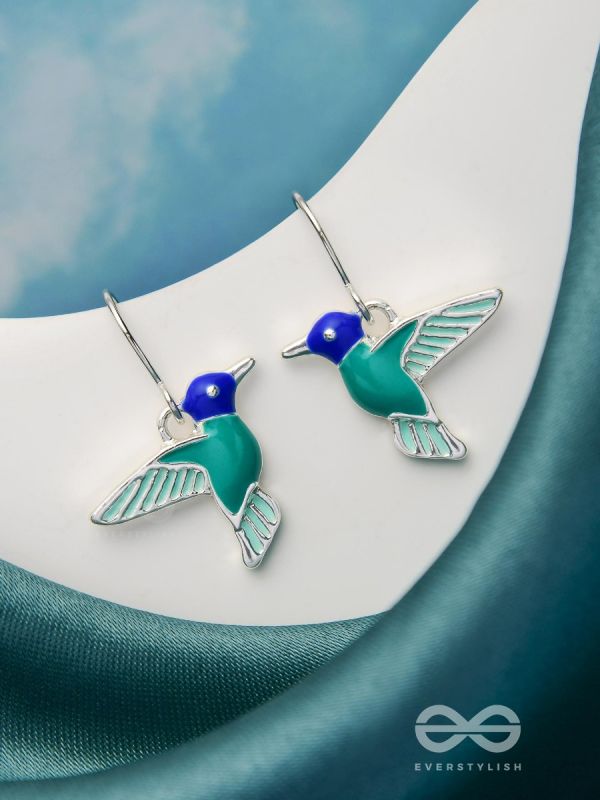 Sky Wings - Silver Enamelled Earrings