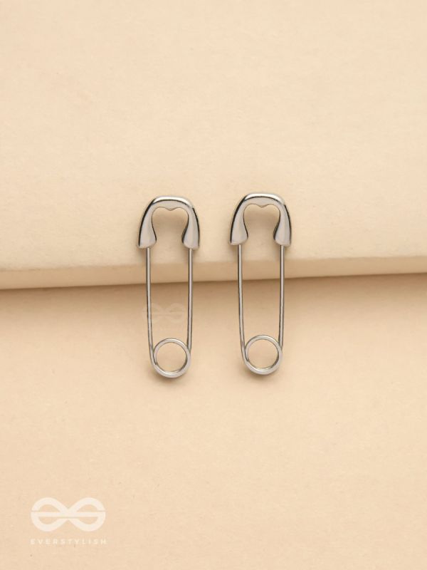 Pin It Up - Statement  Silver Earrings