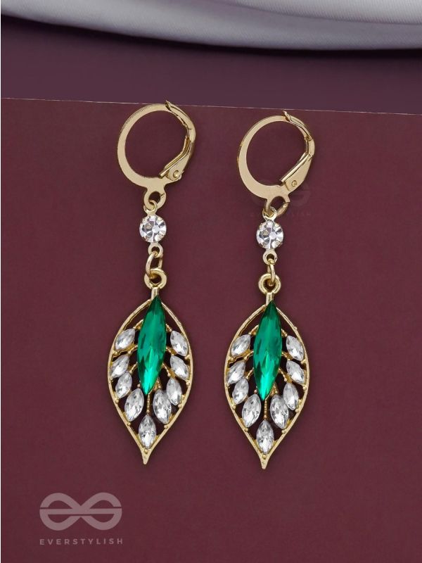 Lush Leaflets - Golden Embellished Earrings