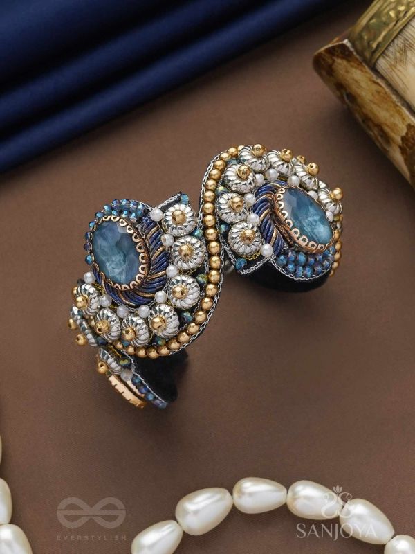 Aadhvara - The Celestial Skies - Stone And Beads Hand Embroidered Cuff Bracelet