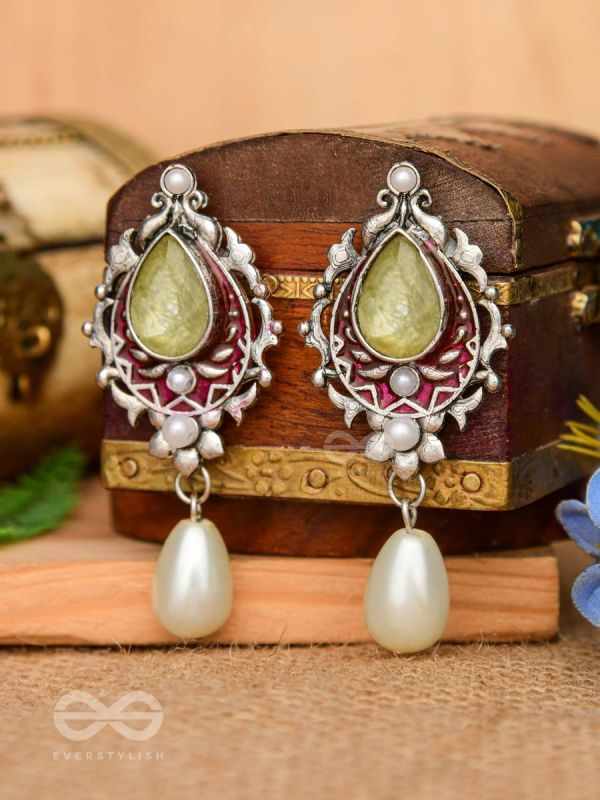 The Nature's Grace - Embellished And Enamelled Oxidised Earrings