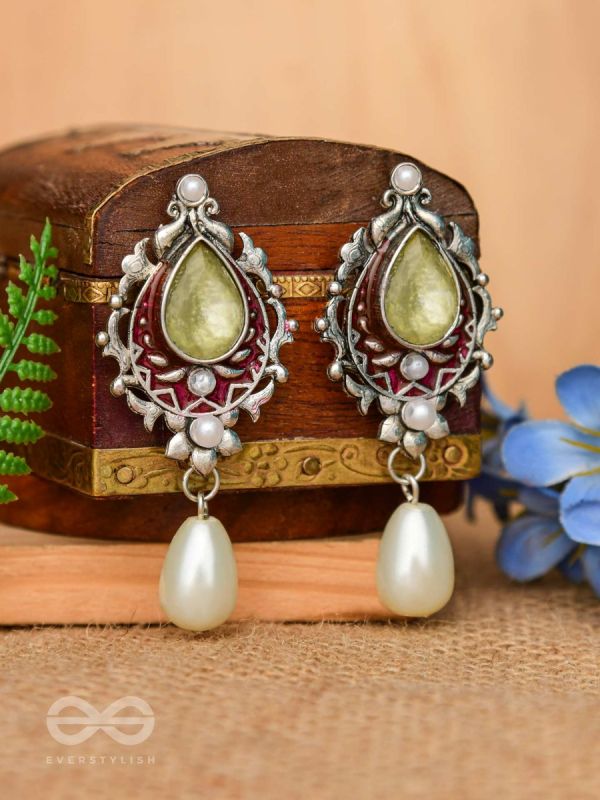 The Nature's Grace - Embellished And Enamelled Oxidised Earrings