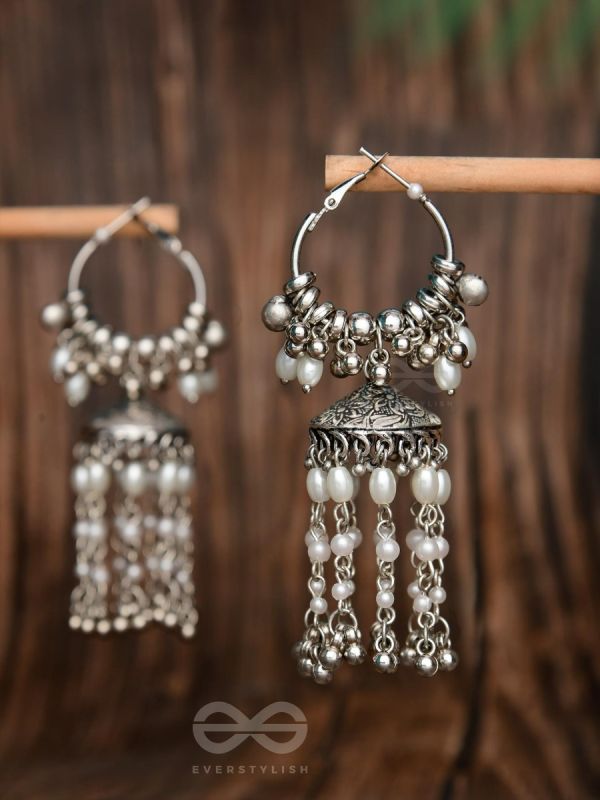 The Frost Blooms - Statement Oxidised Jhumka Earrings