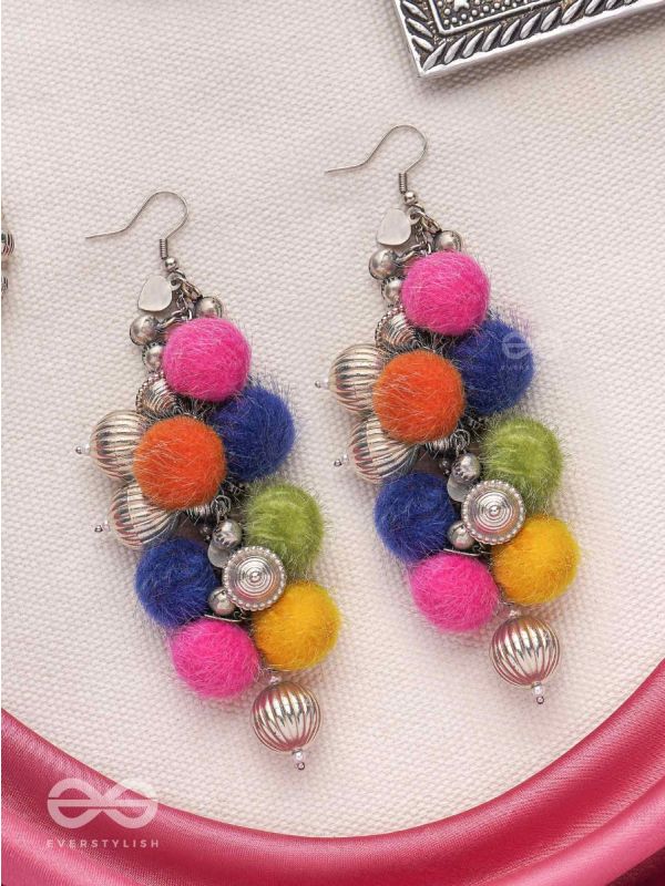 Fluffy  Flings - Statement Oxidised Earrings