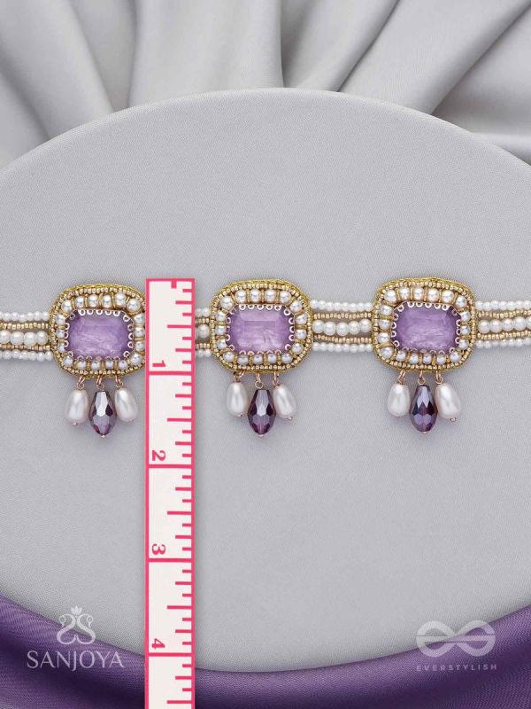 Sushtri- The Chaste Affection - Stones, Beads, Glass And Pearl Drops Hand Embroidered Choker Neckpiece