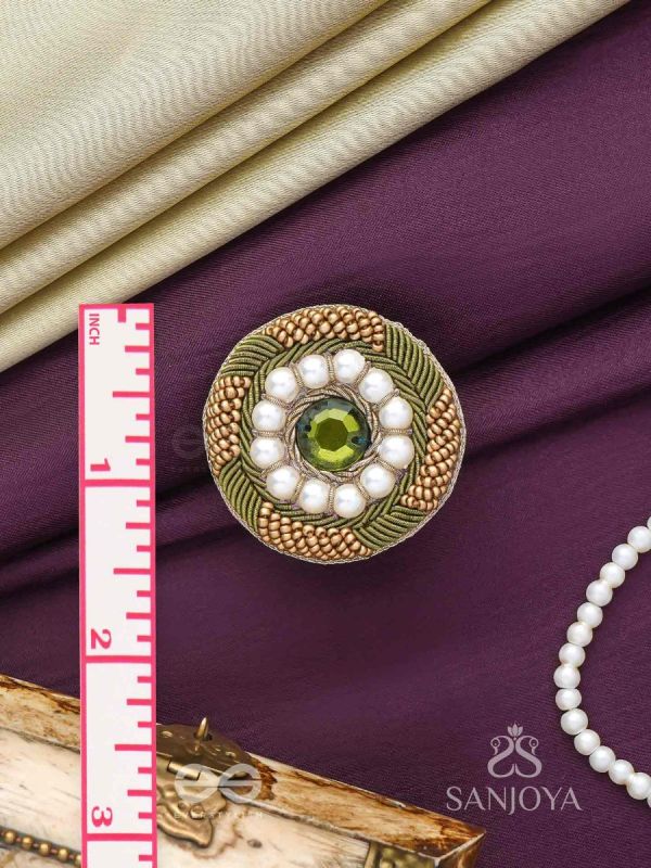 Aranyaja - Born In Forest - Beads And Stone Hand Embroidered Ring (Adjustable)