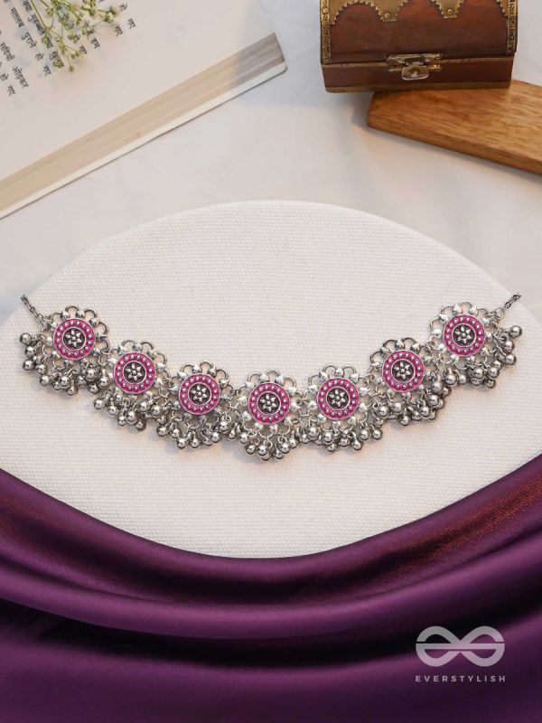 Rustic Blossoms - Enamelled Oxidised Neckpiece