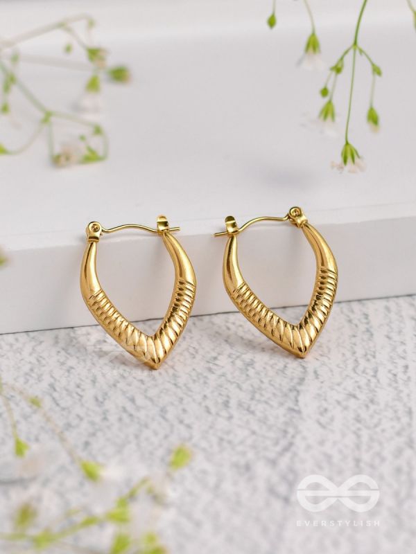 Shimmer Drops - Golden Stainless Steel Earrings With Anti-Tarnish Coating