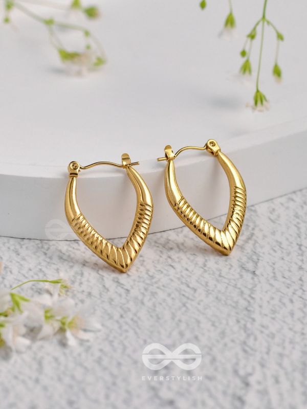 Shimmer Drops - Golden Stainless Steel Earrings With Anti-Tarnish Coating