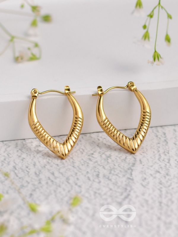 Shimmer Drops - Golden Stainless Steel Earrings With Anti-Tarnish Coating