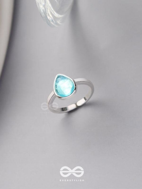 Sky Shower Droplet - Blue Enamelled Ring 
