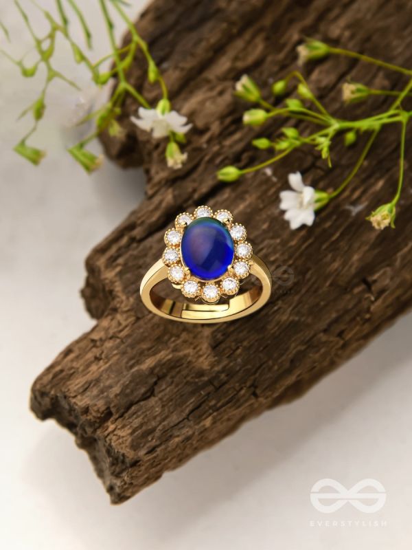 The Luminescent Loop - Golden Embellished Ring (Adjustable)