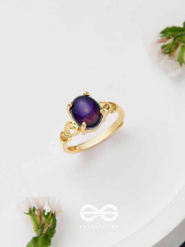 The Azure Delights - Golden Embellished Ring 
