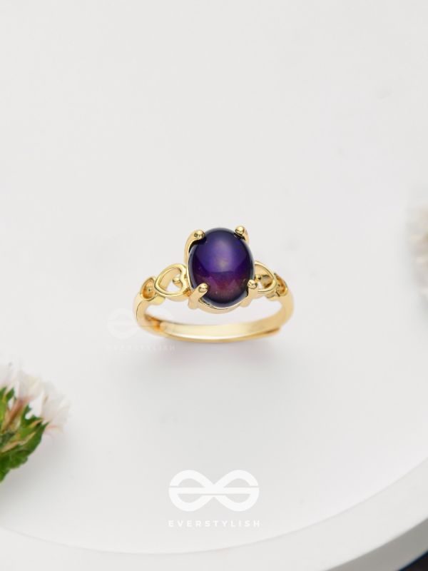 The Azure Delights - Golden Embellished Ring 