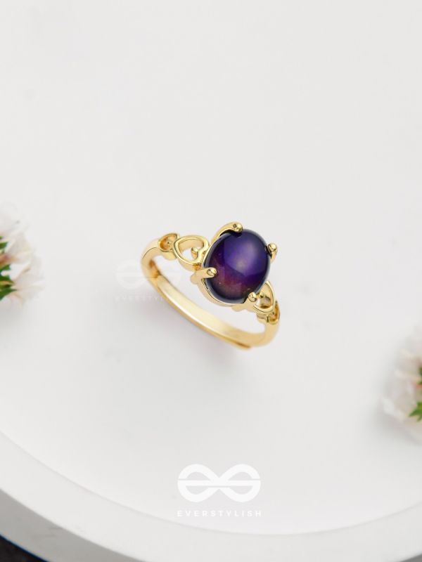 The Azure Delights - Golden Embellished Ring 