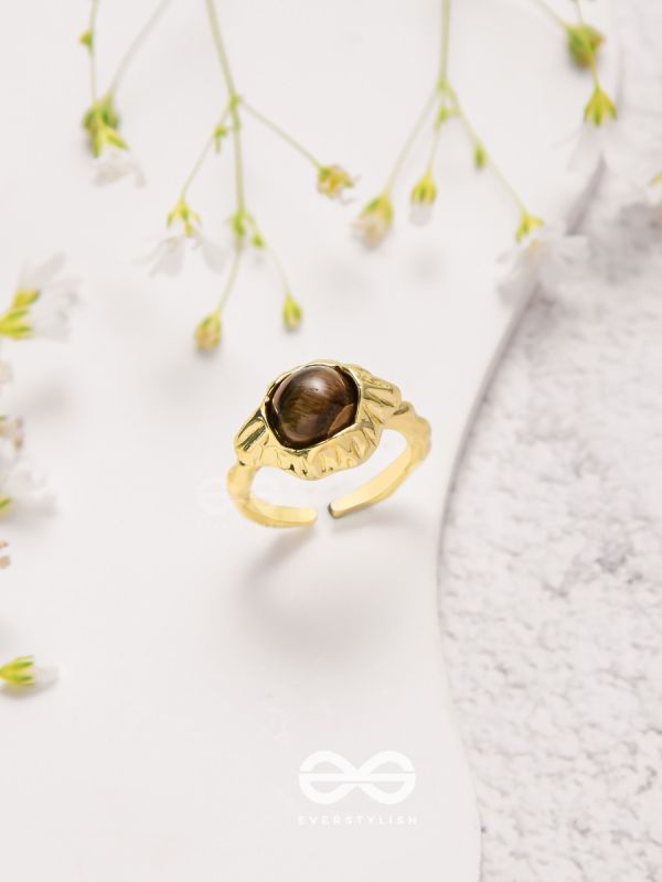 The Espresso Embrace- Golden Beaded Ring 
