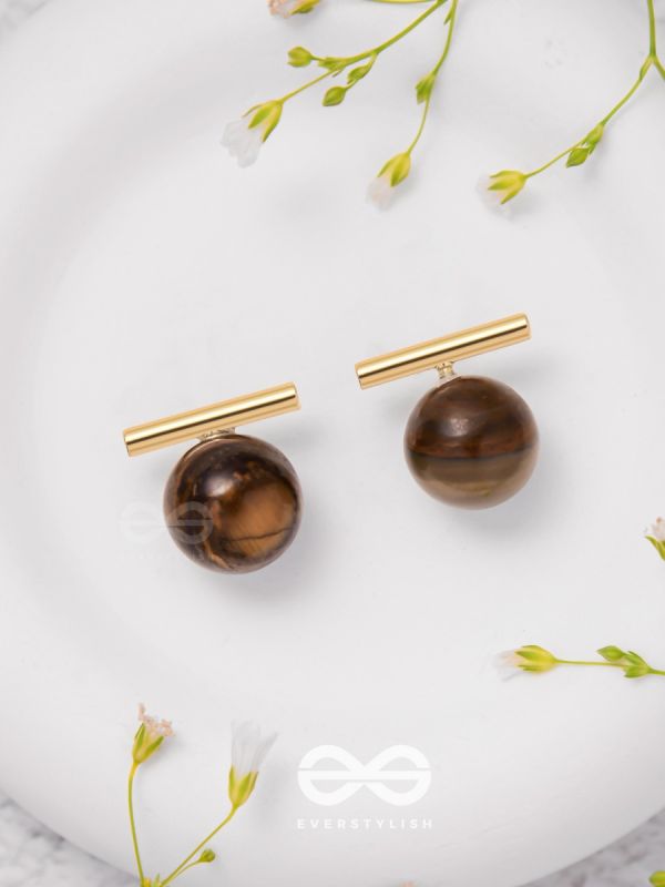 Spinning Coffee - Golden Stud Earrings