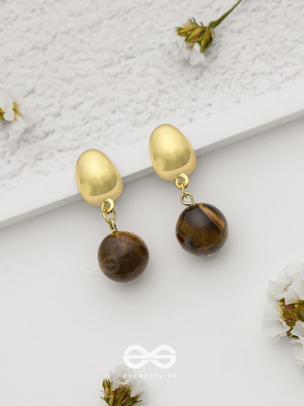 Mocha Bells - Casual Golden Earrings