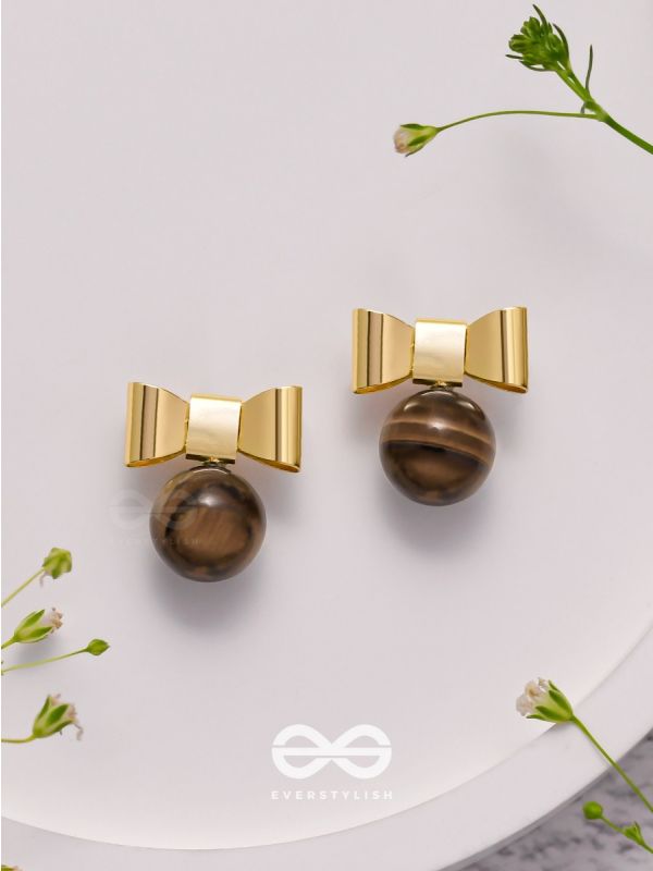 Earthy Bows - Golden Earrings