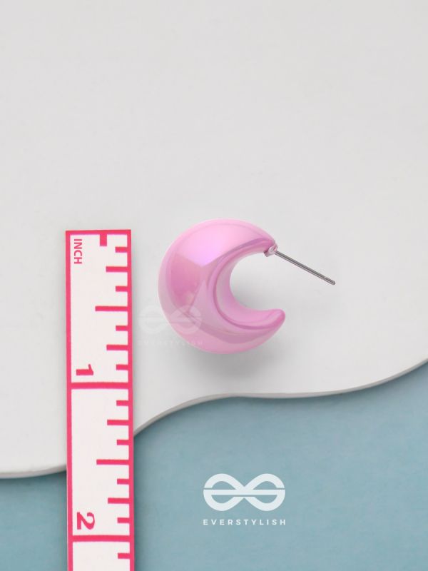 Groovy Arcs - Holographic Acrylic Earrings (Pink)