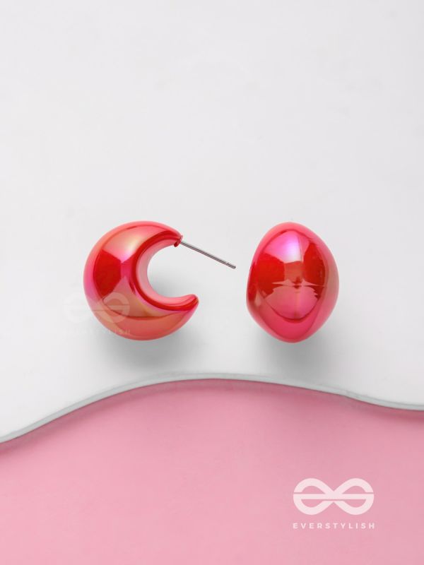 Groovy Arcs - Holographic Acrylic Earrings (Red)