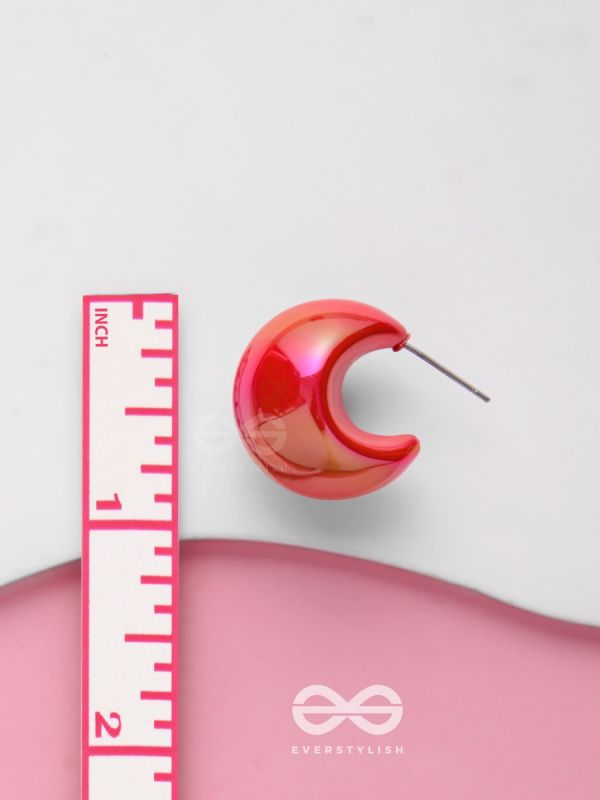 Groovy Arcs - Holographic Acrylic Earrings (Red)