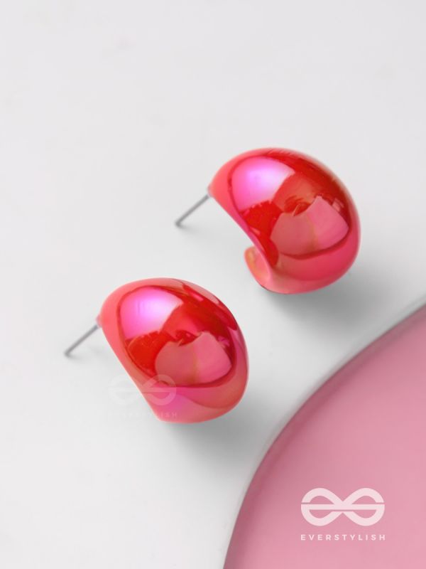 Groovy Arcs - Holographic Acrylic Earrings (Red)