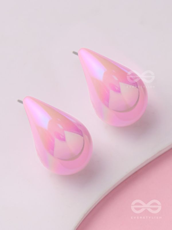 Glitter Drops - Holographic Acrylic Earrings (Pink)