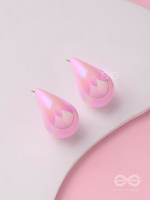 Glitter Drops - Holographic Acrylic Earrings (Pink)