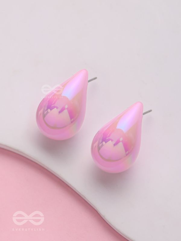 Glitter Drops - Holographic Acrylic Earrings (Pink)
