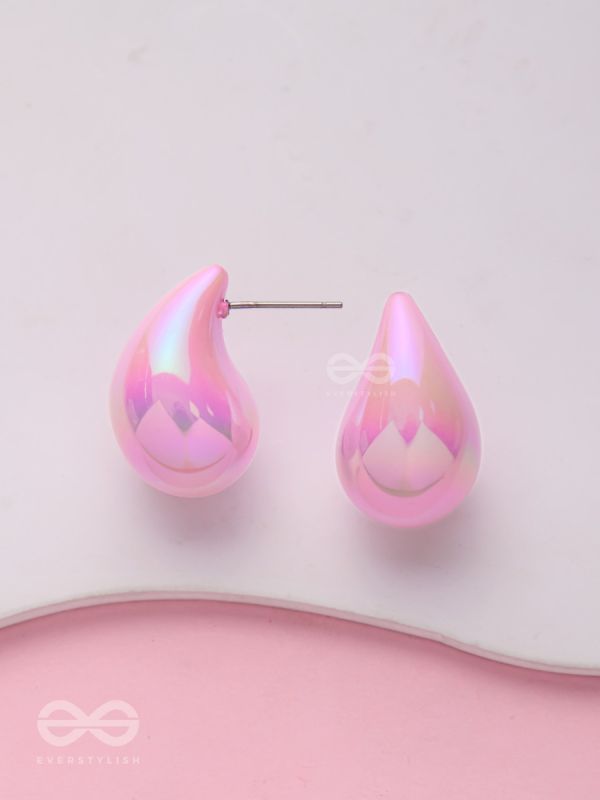 Glitter Drops - Holographic Acrylic Earrings (Pink)
