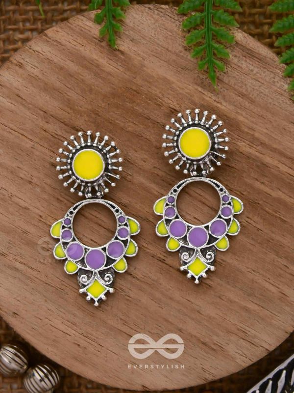 The Twilight Bloom - Statement Enamelled Oxidised Ear Jackets