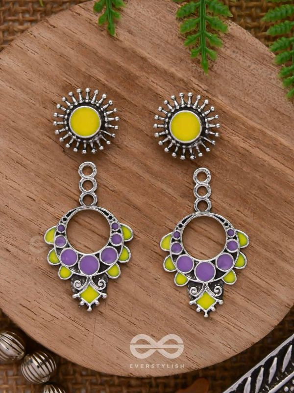 The Twilight Bloom - Statement Enamelled Oxidised Ear Jackets