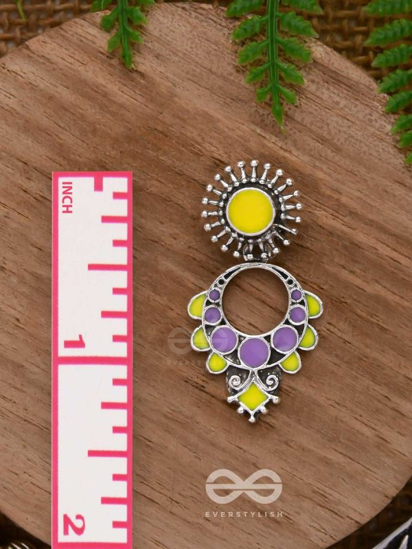 The Twilight Bloom - Statement Enamelled Oxidised Ear Jackets